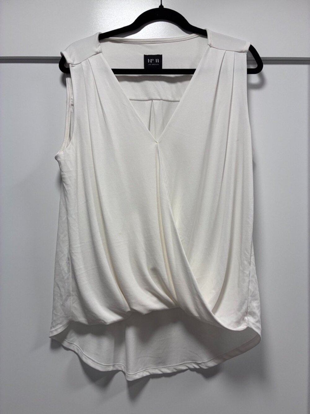 No. 11 Los Angeles Ivory Sleeveless Surplice Wrap Top XL